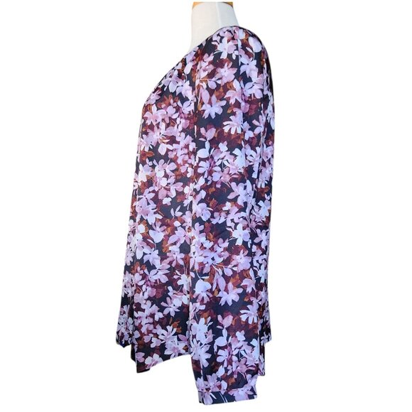 J. Jill Wearever Purple Brown Floral Long Sleeve Button Up Blouse Women's M - Picture 4 of 11